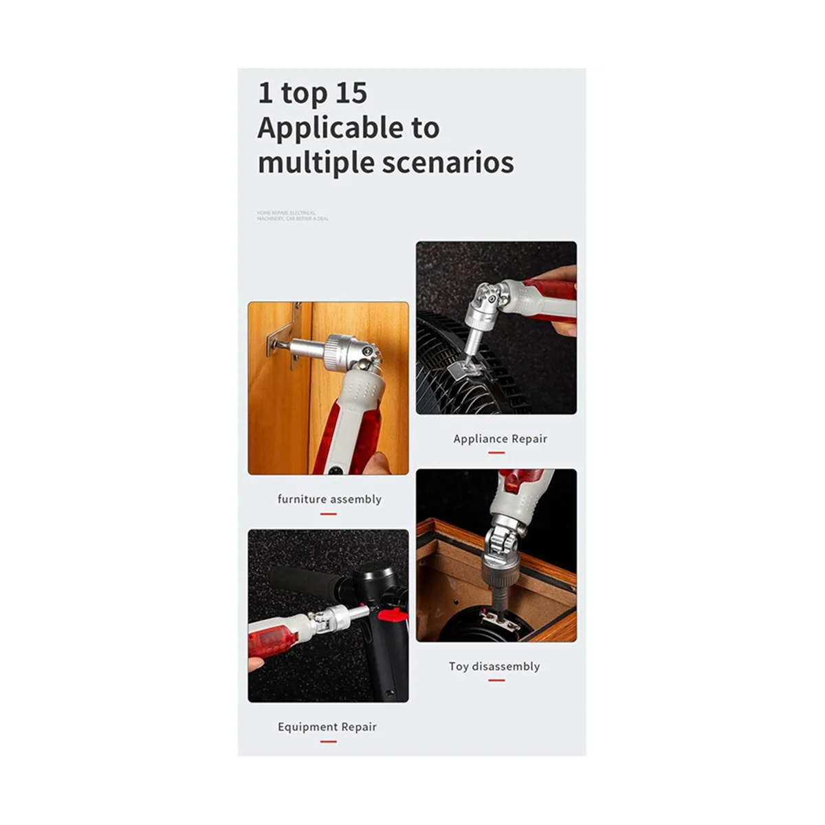 Multi Angle Bidirectional Ratchet Screwdriver Set, 15 em 1 Torx, Chave de fenda magnética, Chaves de fenda de precisão B