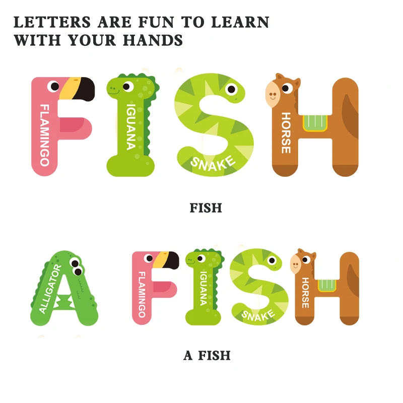 Cognitivo magnético correspondência quebra-cabeça letras números animal veículo geladeira adesivo brinquedos educativos para crianças