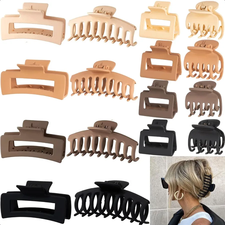 

16 PCS 4.4 Large Hair Clips Clip for Girls4 Styles 4 Colors 16 Pack Strong Hold Matte Claw Hair Clip for Women Thick Hair Thin