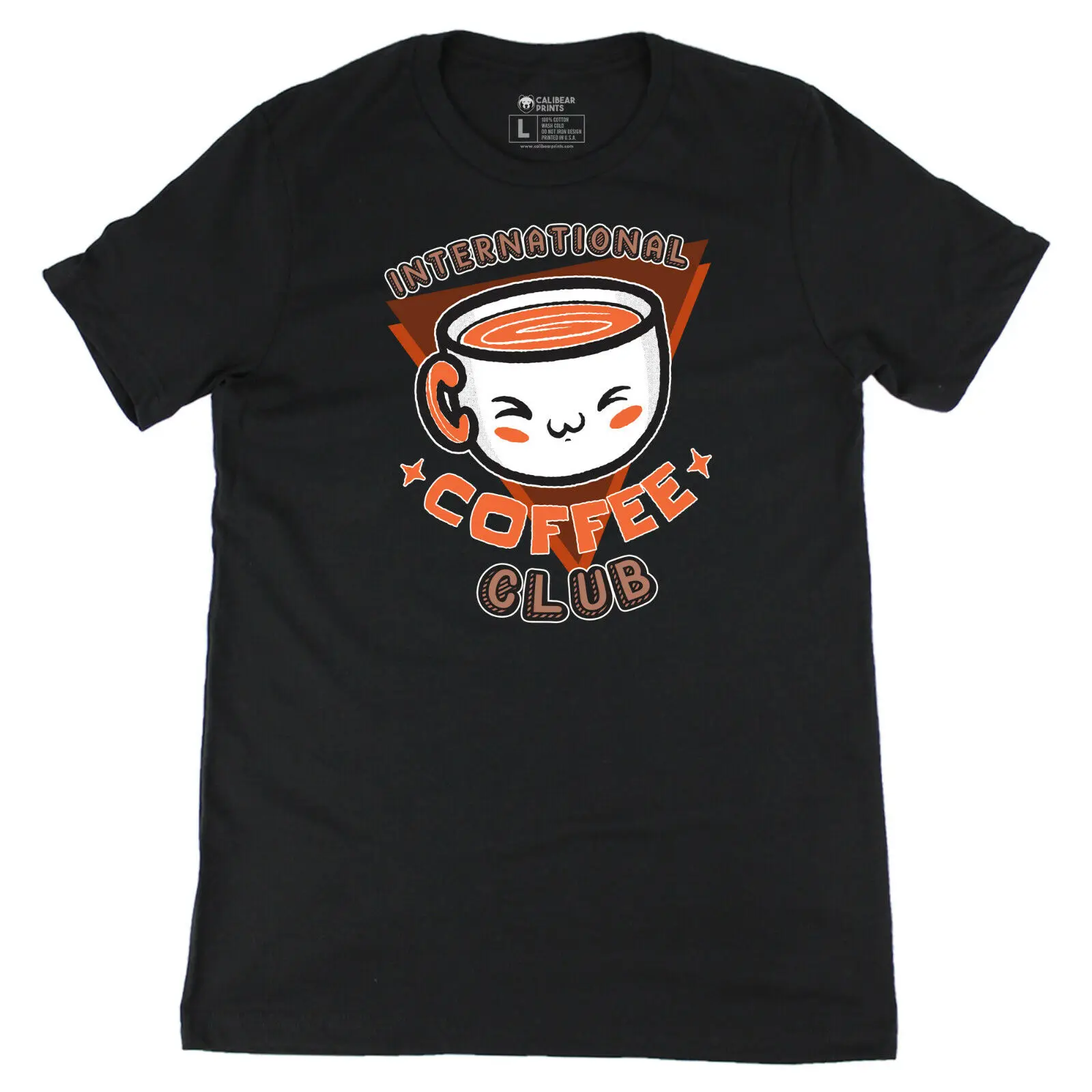 International Coffee Club Graphic Art Funny T-Shirt Fine Jersey Cotton Tee