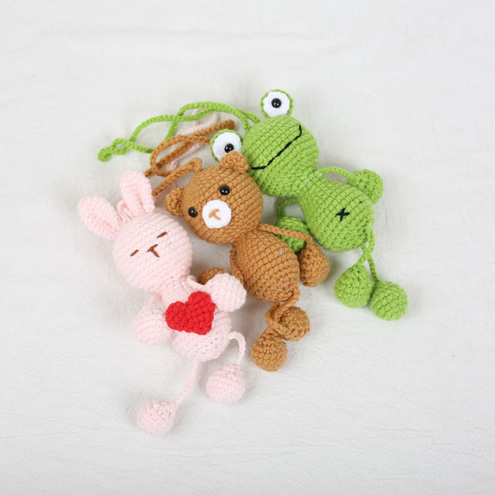 Handmaking Crochet Animal Doll Keychain For Bag Pendant Funny Frog Knitted Keyrings Creative Crochet Keychain Custom Accessories view 2
