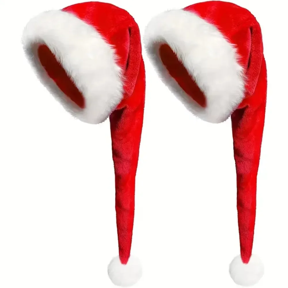Super Long Christmas Hats Soft Durability Santa Hat Kids Adult Thickened Santa Claus Caps Men and Women