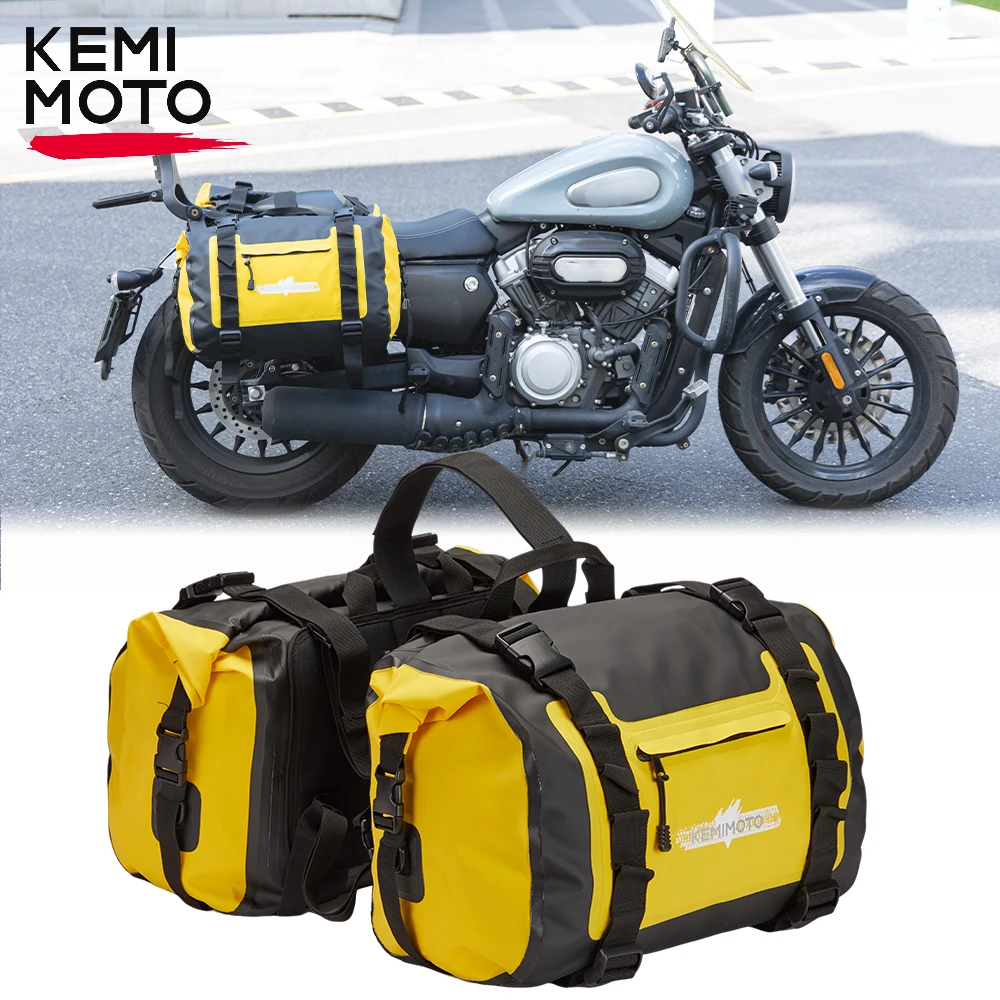 

Motorcycle Saddlebags Waterproof 50L PVC Dry Saddle Bags with Hook&Loop Top Closure Reflective Design 2 pack For BMWR1200ST Bags