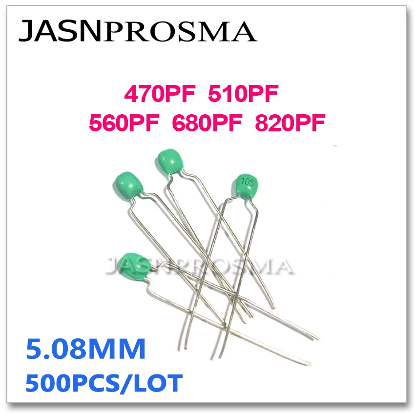 

JASNPROSMA зеленый монолитный керамический конденсатор 500 шт. 63 В 470PF 510PF 560PF 680PF 820PF 471 511 561 681 821 X7R K 10%