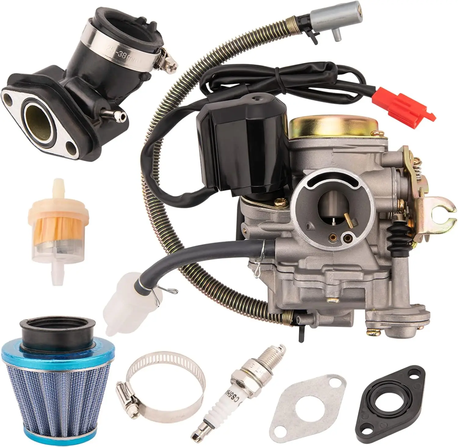 Carburador GY6 50cc para ciclomotor/scooter 49cc 50cc, carburador alto de 4 tiempos 139QMB, colector al motor PD18J