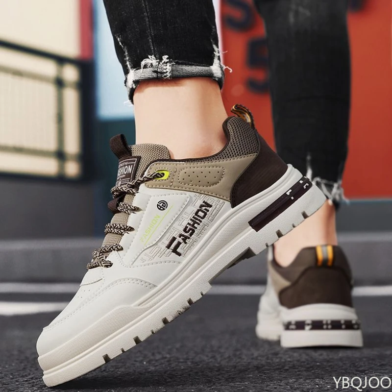 新しい春と秋のメンズカジュアル快適なスニーカー軽量シンプルなメンズシューズファッショナブルな多用途厚底靴