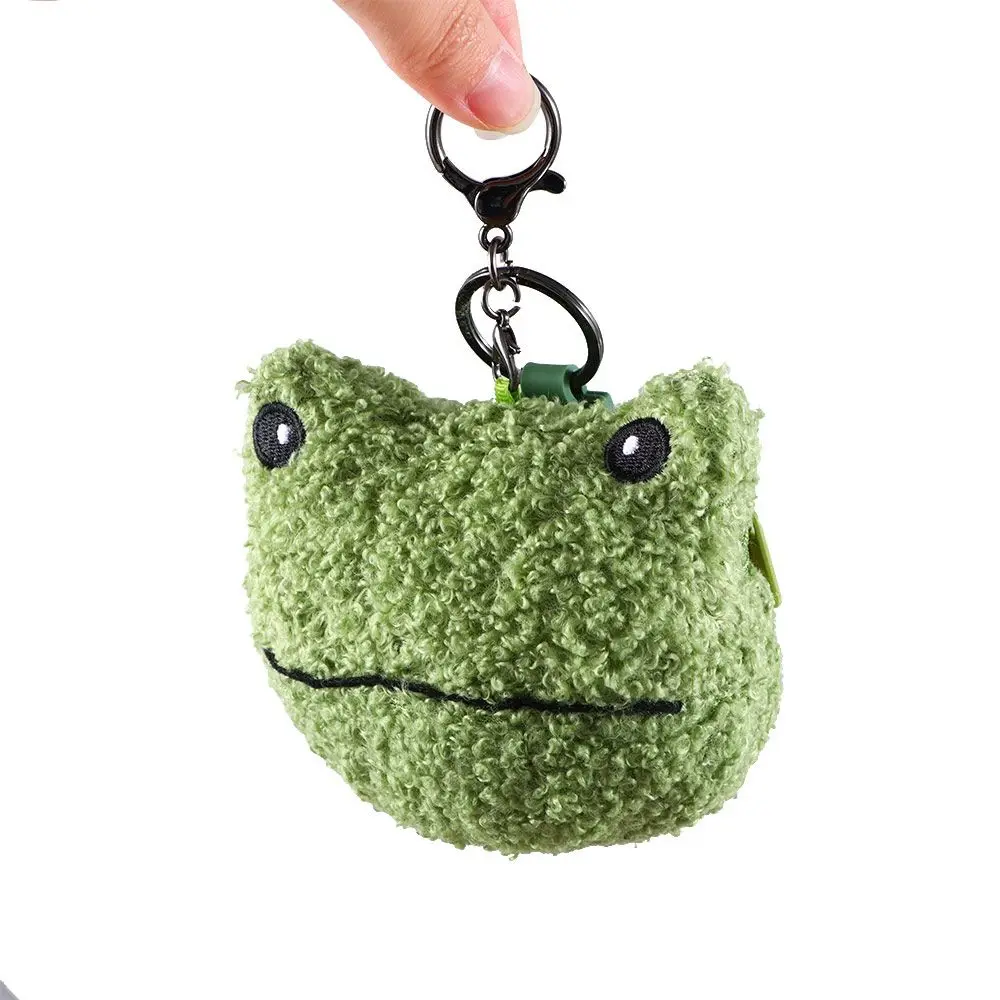 Ladies Portable Lanyard pendant Key Charm Earphone Storage bag Zipper Coin Purses Keychain Mini Wallet Frog Plush Coin Bag