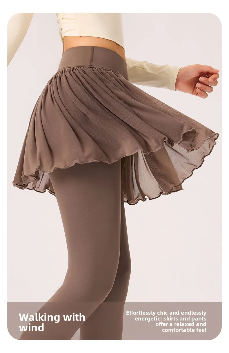 하이웨이스트 슬리밍 캐주얼 러닝 스커트 팬츠 V-허리 힙업 스트레치 피트니스 스포츠 슈트 다리길이 조절 아침 운동