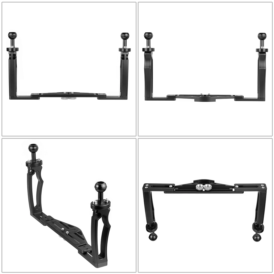 Einstellbare Dual Griff Tablett Stabilisator Halterung für GoPro Canon Sony Fuji SLR Kamera Unterwasser Tauchen Gehäuse Halter Licht Stehen – Detail 6