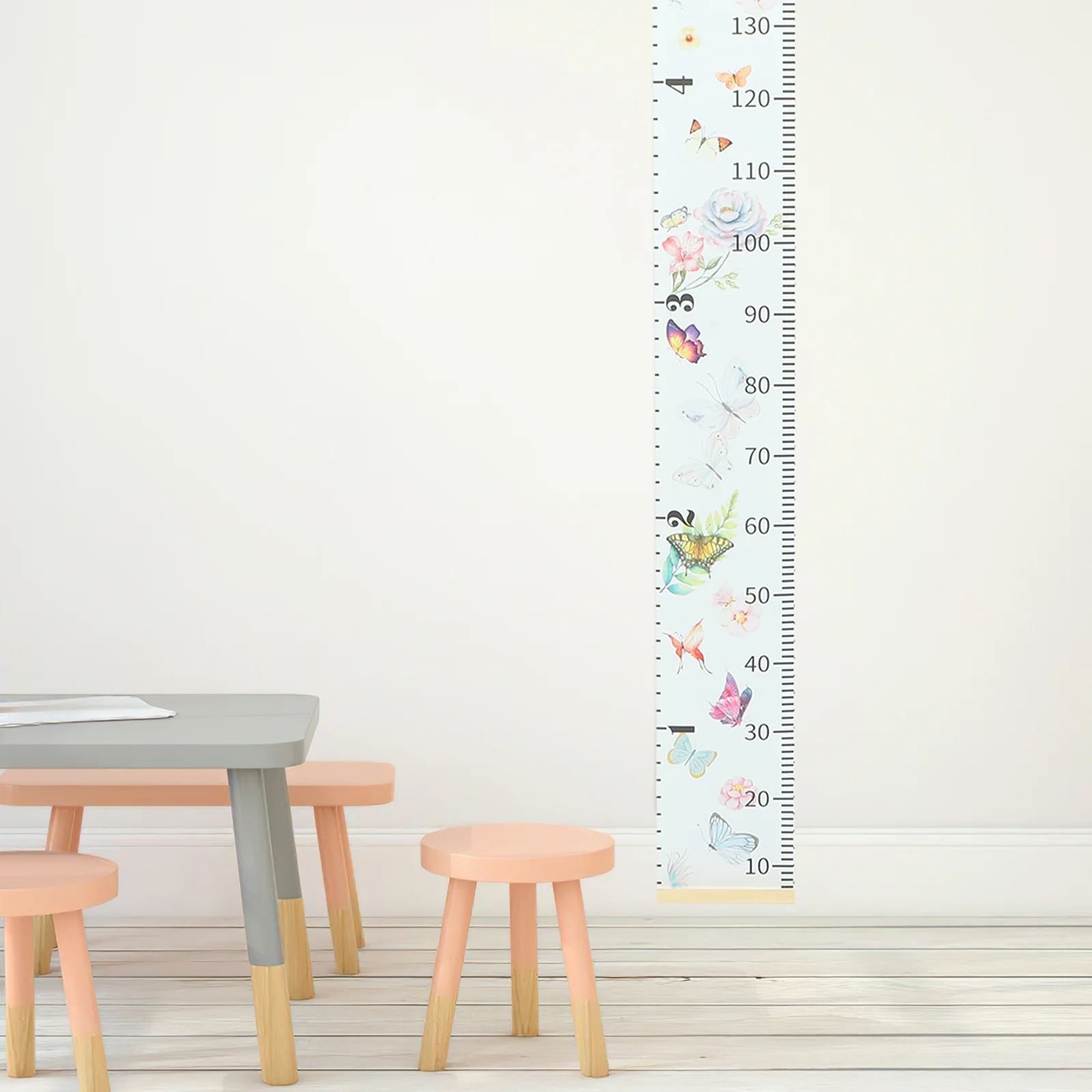 

Wall Growth Chart for Kids Height Measurement with Butterfly Print Reusable Children Room Decor Measuring Ruler Development