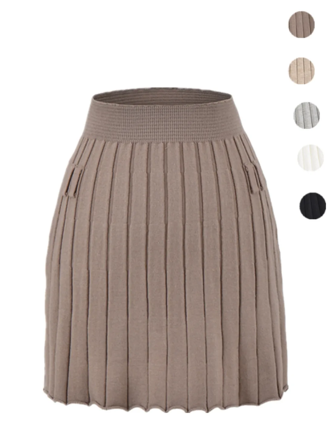

Soft Canion High Waist Vintage Pleated Knitted A-Line Skirt Slimming Women's Daily Wear Casual f-length Skirts