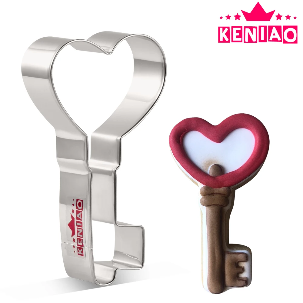 

KENIAO Heart Shape Key Cookie Cutter for Valentine's Day / Wedding, 10.2 CM, Stainless Steel, by J.Cookies