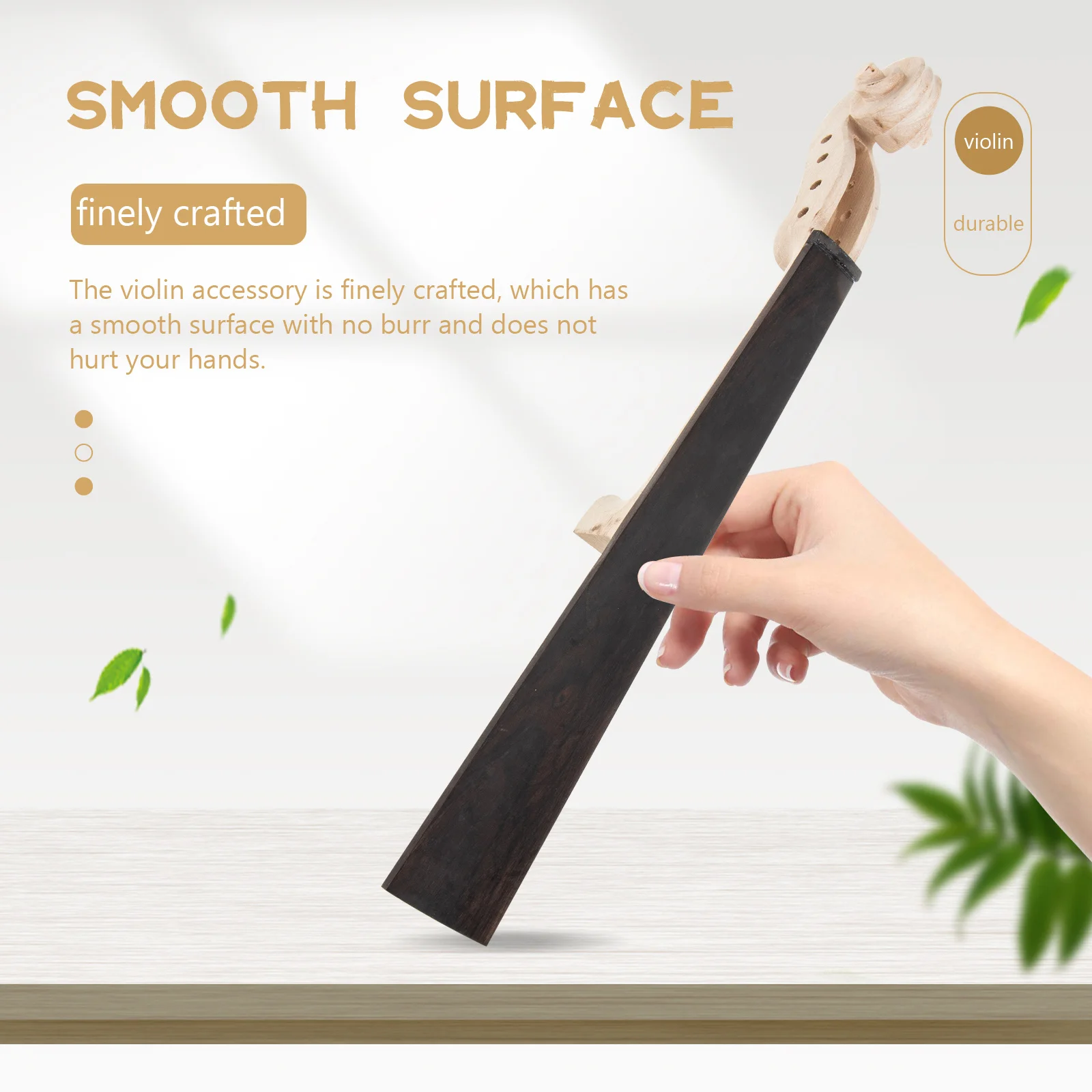 

1 set 1 Set Ebony Violin Fingerboard Neck Head Replacement Smooth Durable Wooden Finger Plate For Folk Violin Accessory Musical