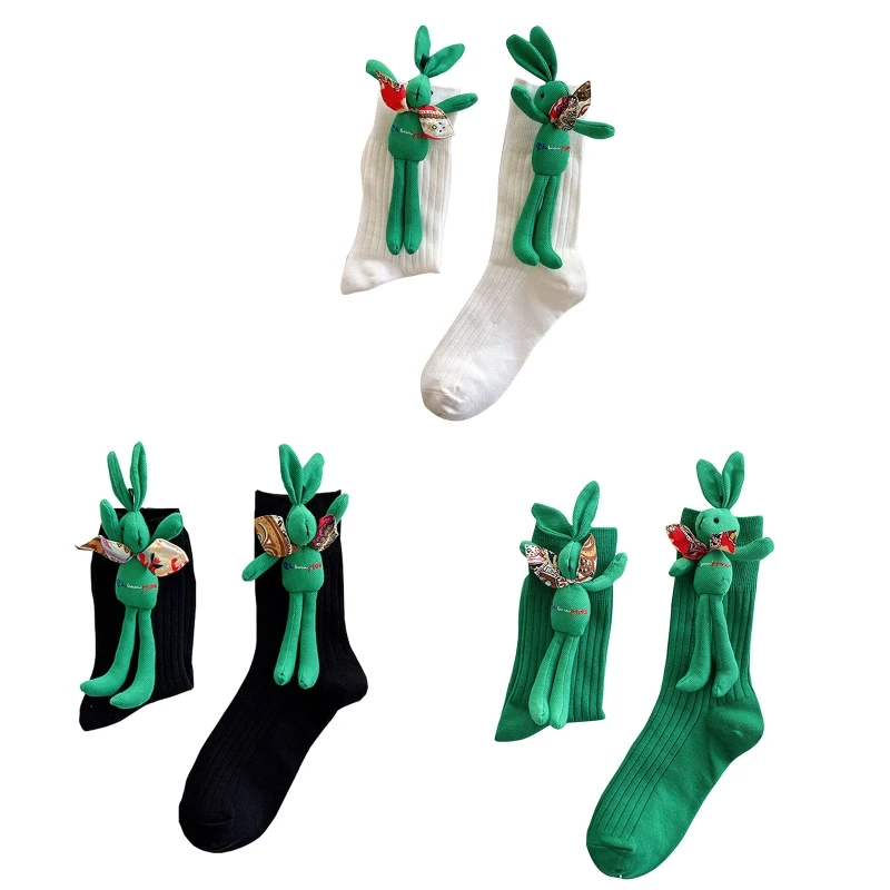 

Women Men Harajuku Ribbed Cotton Socks 3D Cartoon Stuffed Big Rabbit for Doll Hip Hop Skateboard Tube Hosi