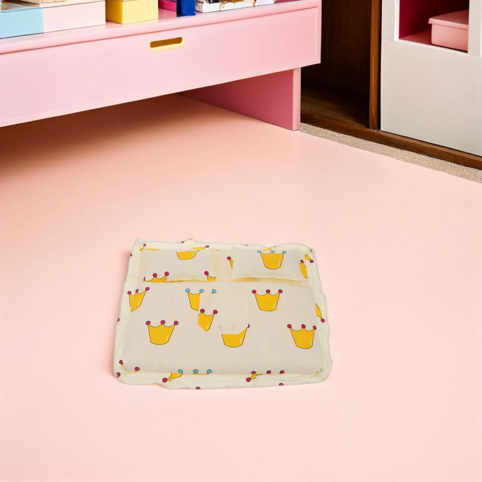 

1Set Cotton Stuffed Animal Sleeping Bag Soft Reversible Printed Bedding Pillow for 9.8 Inch Role Play Pretend Play