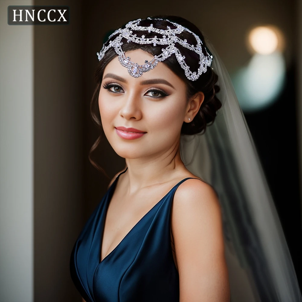 

HNCCX Luxury Zircon Bridal Head Piece Flower Shape Headband For Wedding Hair Accessories Pageant Women Tiara And Headdress CP480