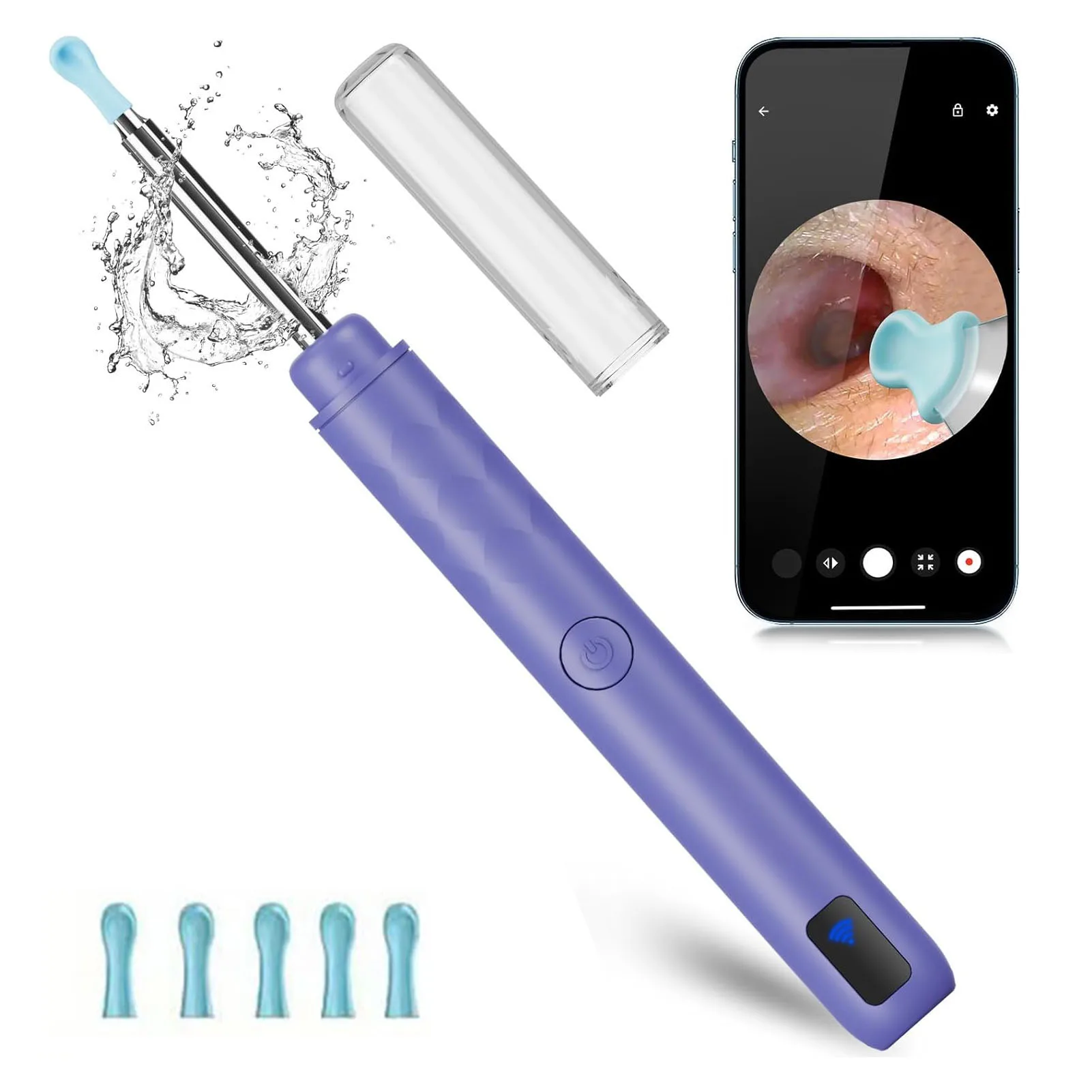 

Ear Wax Remover Earwax Removal Kit for IOS Phones Violet Ear Canal Cleaner with 1296P Camera 5 Ear Spoons Earwax Removal Tools