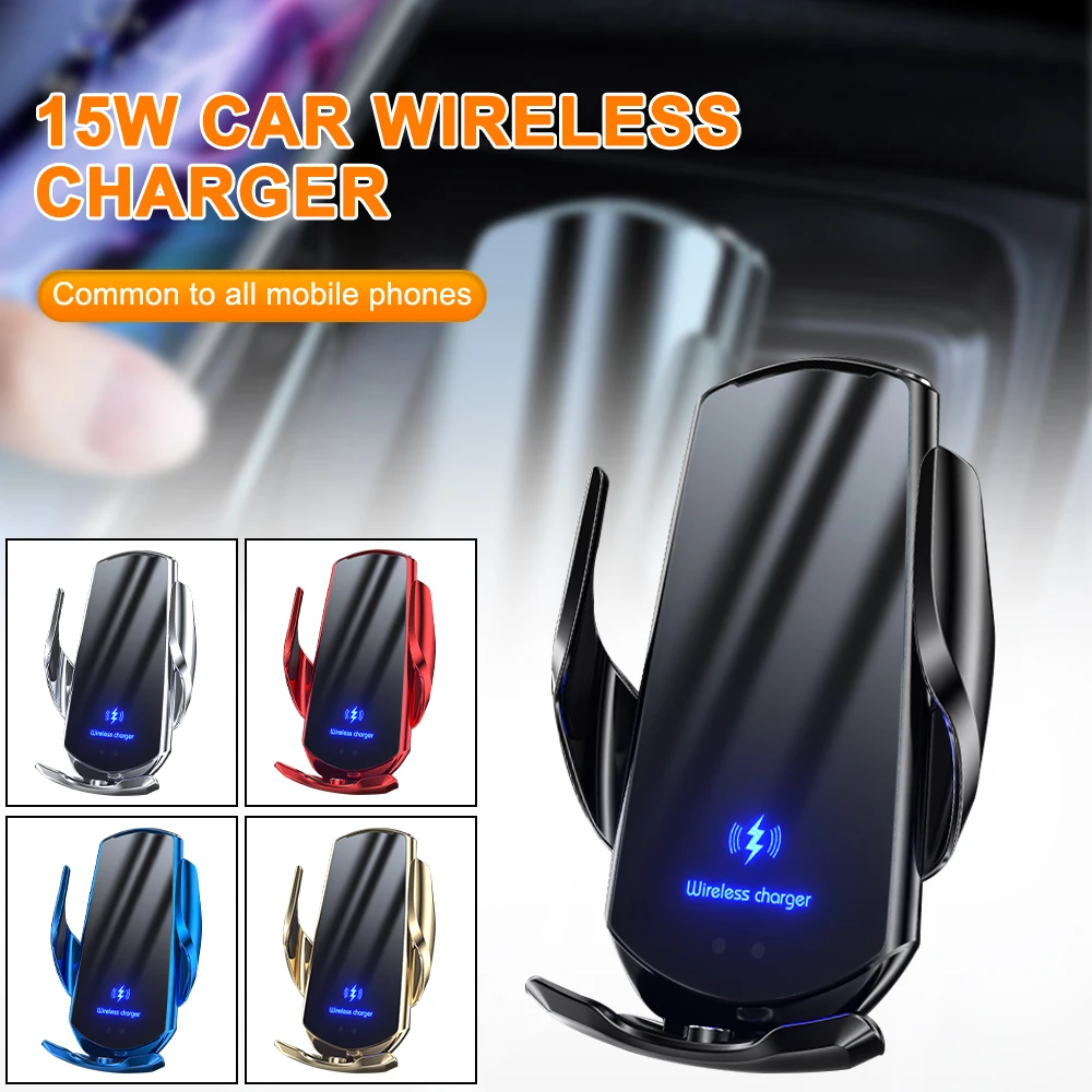 

Automatic 15W Car Wireless Charger for iPhone 13 12 11 XS XR X 8 Samsung S20 S10 Magnetic USB Infrared Sensor Phone Holder Mount