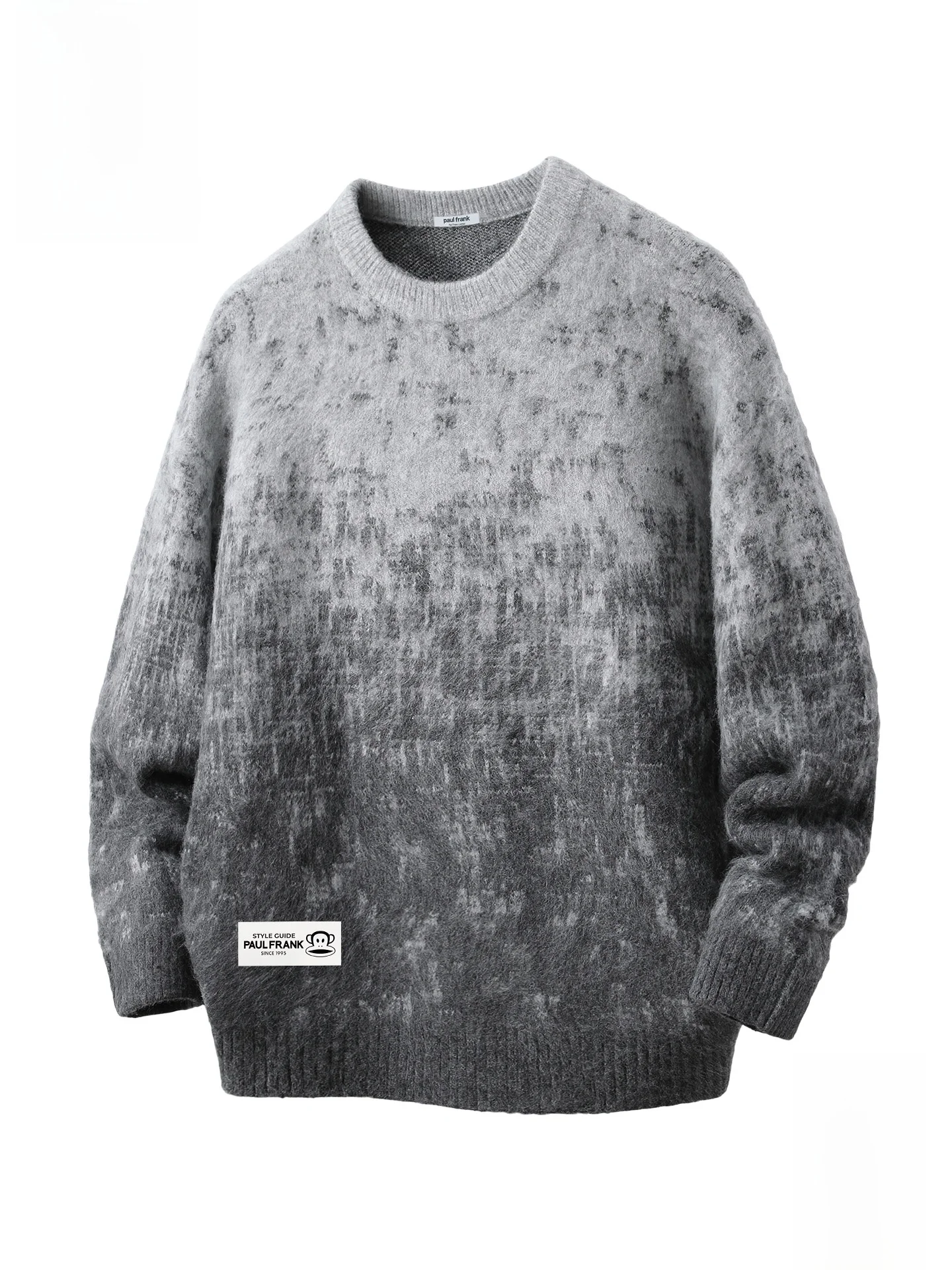 

adient Knitted Sweater Men's Autumn Winter American Sle Retro Loose Fit Soft Polyester Warm Long Sve Crew Ne