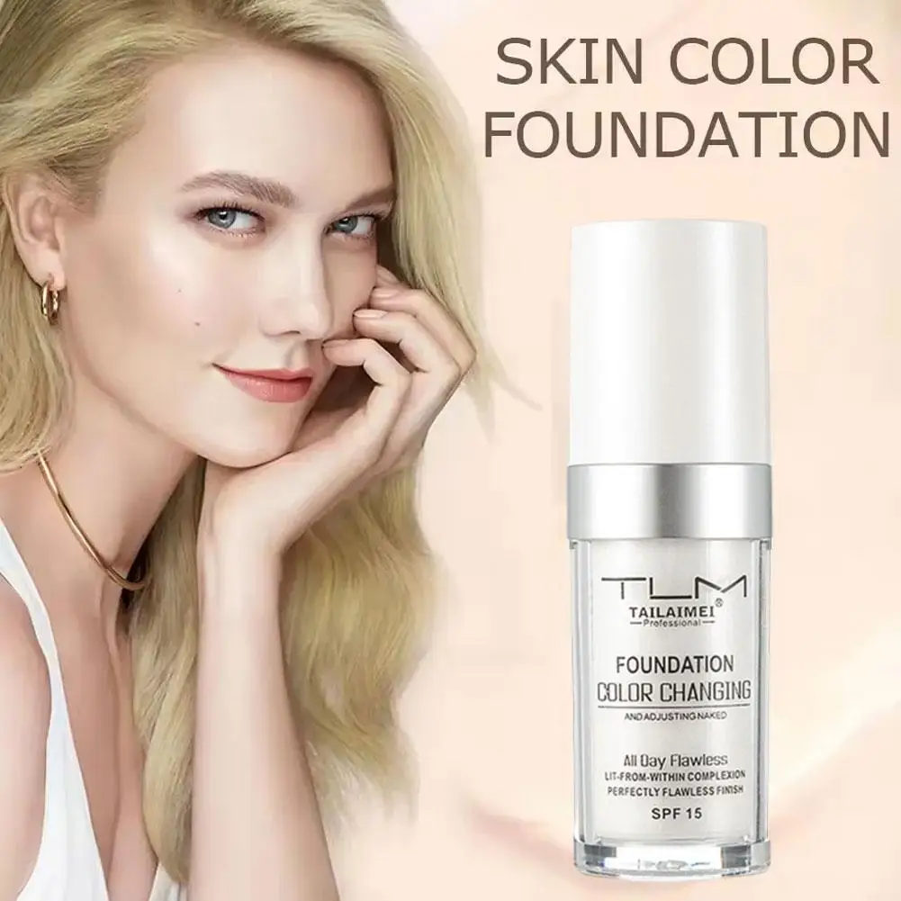 Liquid Foundation Warming Color Changing Moisturizing Foundation Sunscreen Lasting Oil Control Easy To Apply Makeup Waterproof