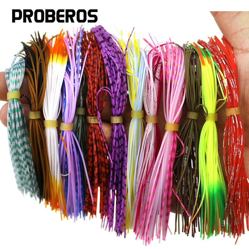 PRO BEROS 5 Bundles Silicone Skirts 13CM for Spinnerbait Buzzbait Rubber Jig Lures Squid Skirts Fly Tying Material Mixed Color