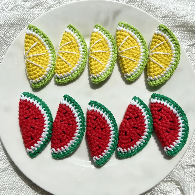 15 Stück Obst-Scheiben zum Häkeln, 5,2 cm/2,05 Zoll, Baumwollfaden, gestrickte Applikation, Penda, Nähzubehör, DIY-Haarspangen-Dekorationen – Detail 7