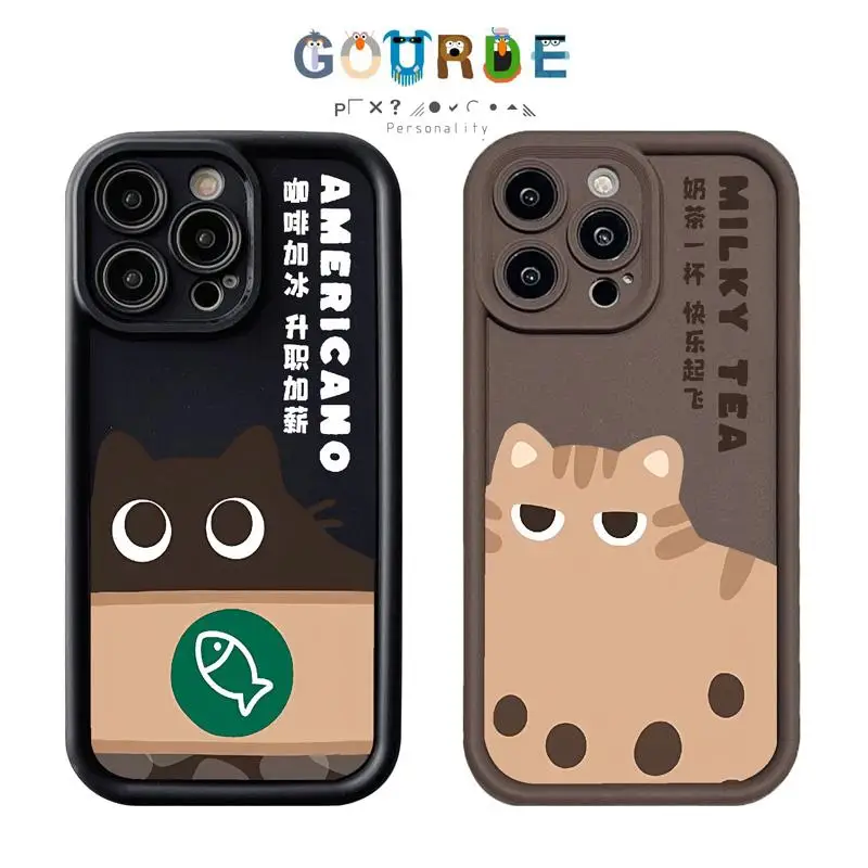 

Gourde Cute Cat Cartoon patterns Phone Case for Iphone 16 15 14 12 13 11 Pro Max IP 7 8 Plus Iphon X XS XR Xs Max