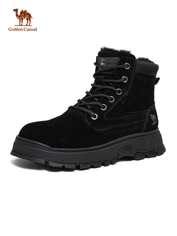 Golden Camel High-top Men's Shoes 2026 Winter Plus Velvet Warm Snow Boots Outdoor Waterproof Wear-Resistant Non-slip Hiking Boot