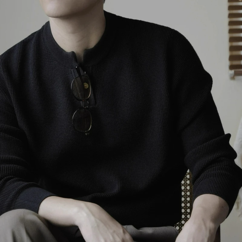 [الصوف المخلوط] سترة محبوكة للخريف والشتاء فضفاضة ودافئة