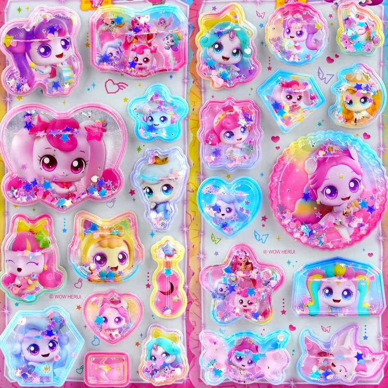 Catch Teenieping 3d Crystal Quicksand Glitter Shaker Stickers Cute Cartoon Pattern For Phone Case Luggage Diy Decoration
