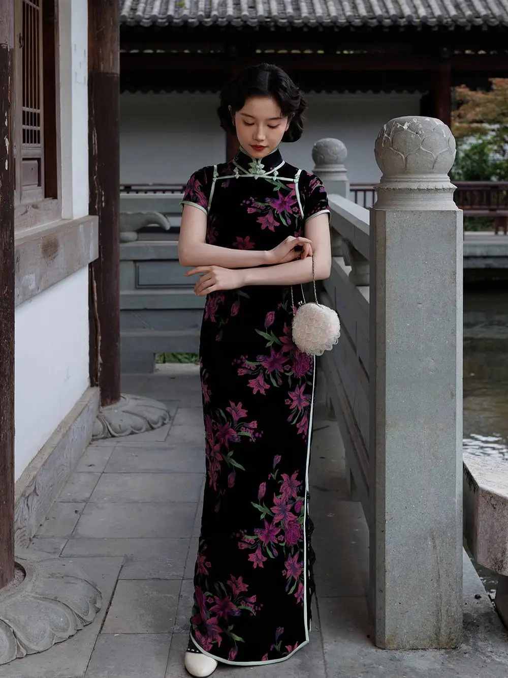 

Шелковый антунг с вышитым цветочным узором, традиционный китайский костюм ручной работы, ограниченная серия, Flat Seng