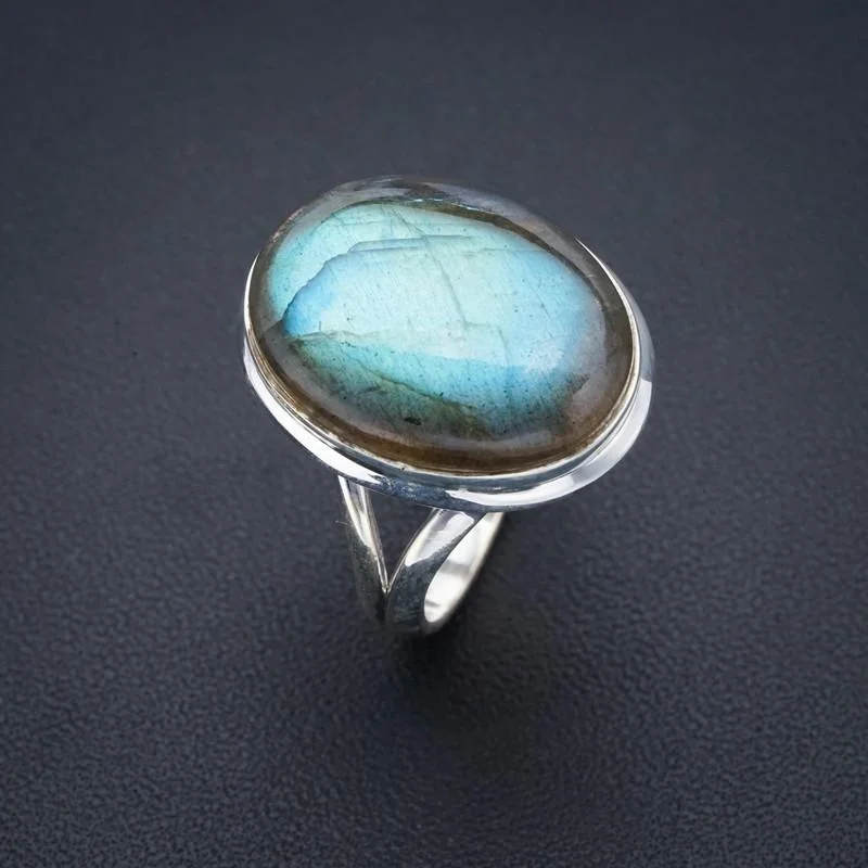 

StarGems Natural Labradorite Handmade 925 Sterling Silver Ring 9.75 F0168