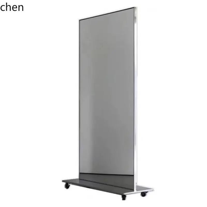 CZ Clothing Store Mirror Stainless Steel Frame Floor Standing with Wheels Movable Dressing Mirror Home Beauty Dance Mirror