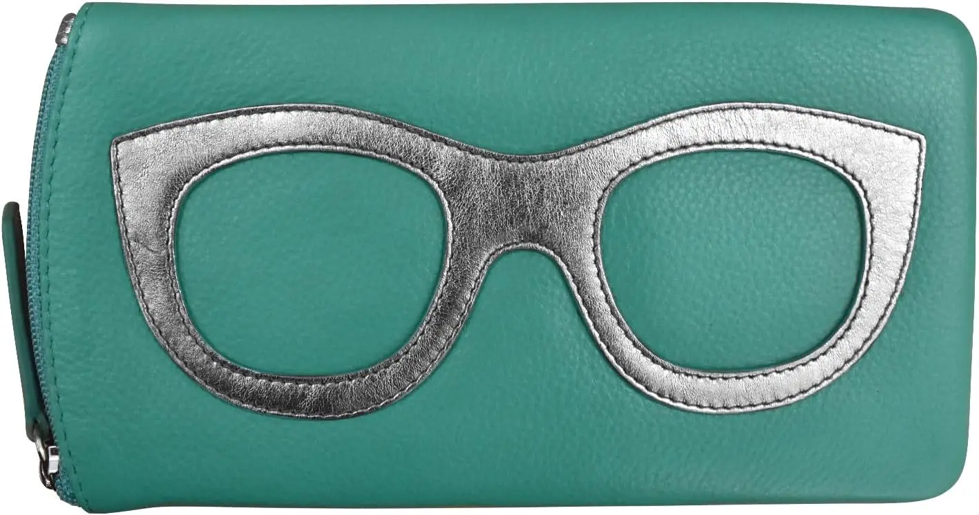 

Гладкий кожаный чехол для очков с RFID-защитой, на молнии, удобный для путешествий, в ярких цветах