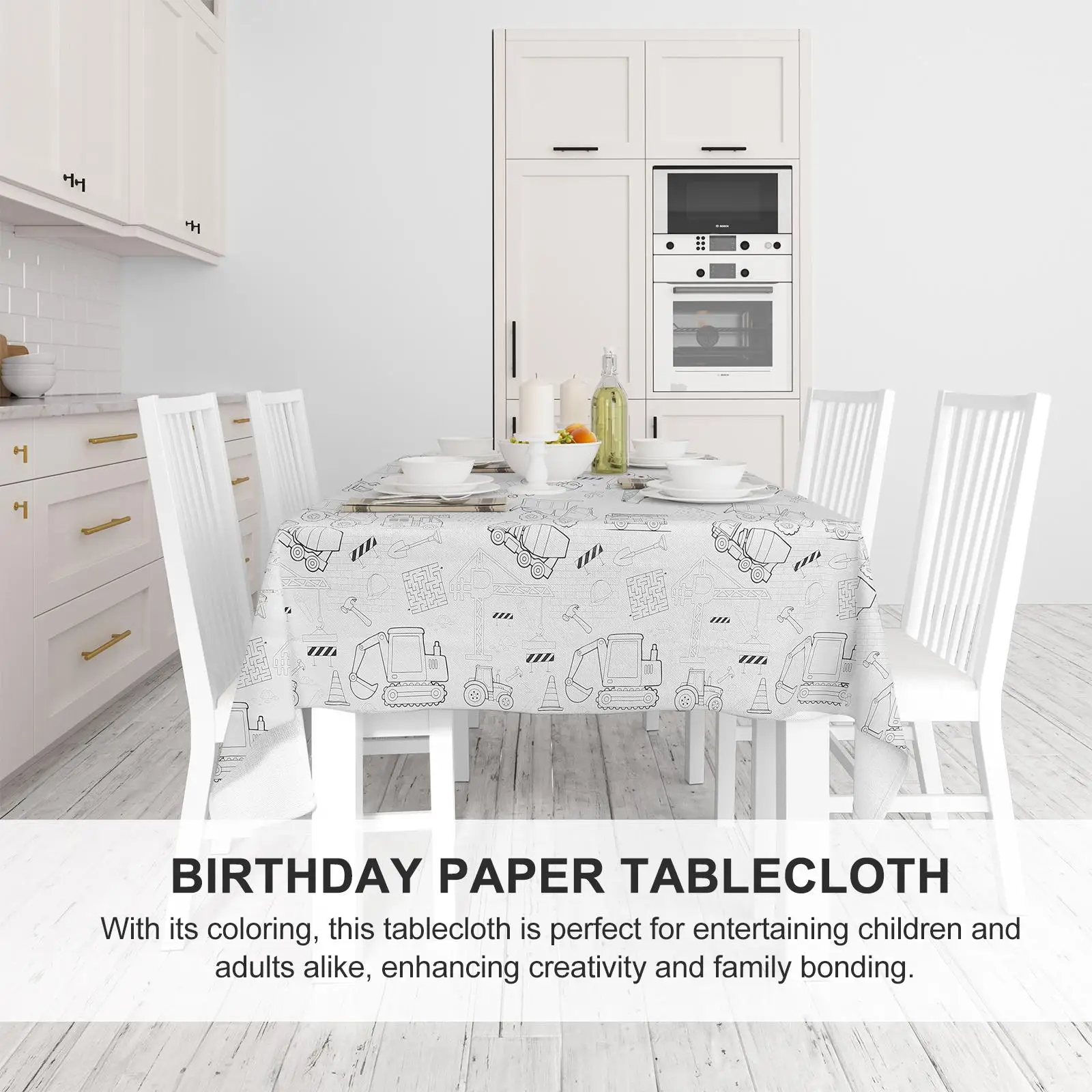 Engineering Car Theme Tablecloth 137x274cm Birthday Paper Home Dinner Protective Practical Long Use
