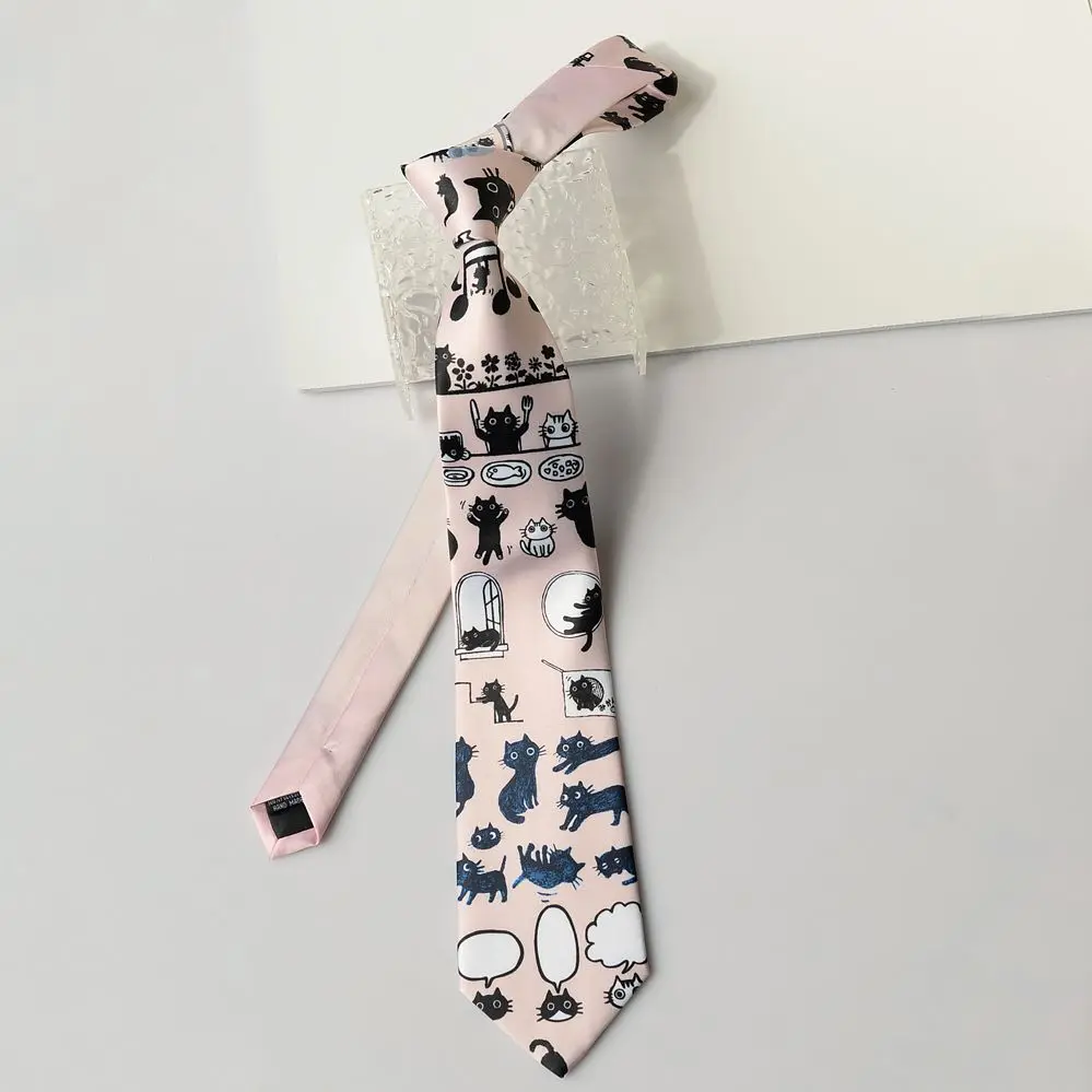 Gravata divertida e elegante para mulheres, padrão de luxo leve de nicho, sensação sofisticada, camisa uniforme amarrada à mão para homens, bonito britânico