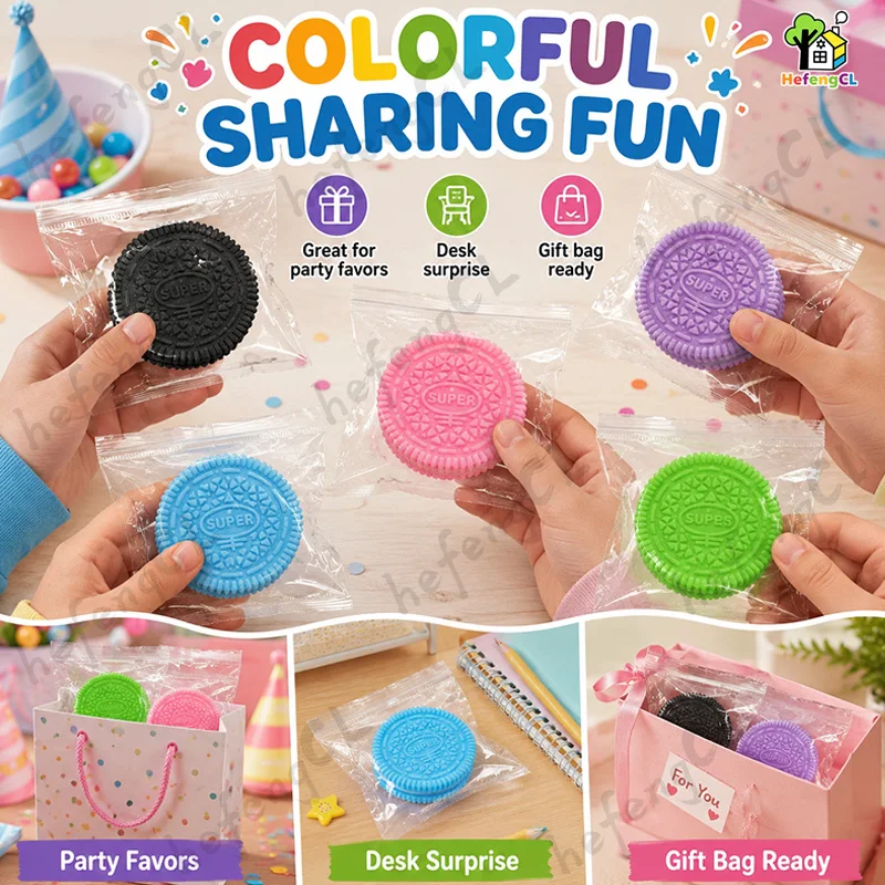 SUPER Cookie TPR Squishy ASMR Fidget Toy 5 Colors Mini Portable Stress Relief Sensory Squeeze Toy Kids Party Classroom Gift