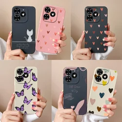 For Tecno Spark Go 2024 Case Simple Heart Soft Liquid Silicone Camera Protection Back Cover For Tecno SparkGo Funda Phone Shell