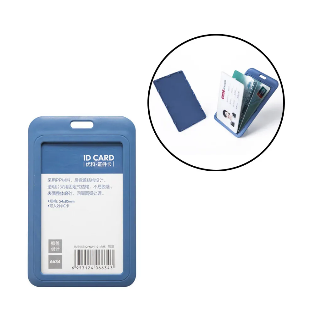 

3Pcs Work Cover Credentials Holder Dusty Blue Id Badge Lanyard Employee Badge Protector Bus Pass Credit Card Wallet