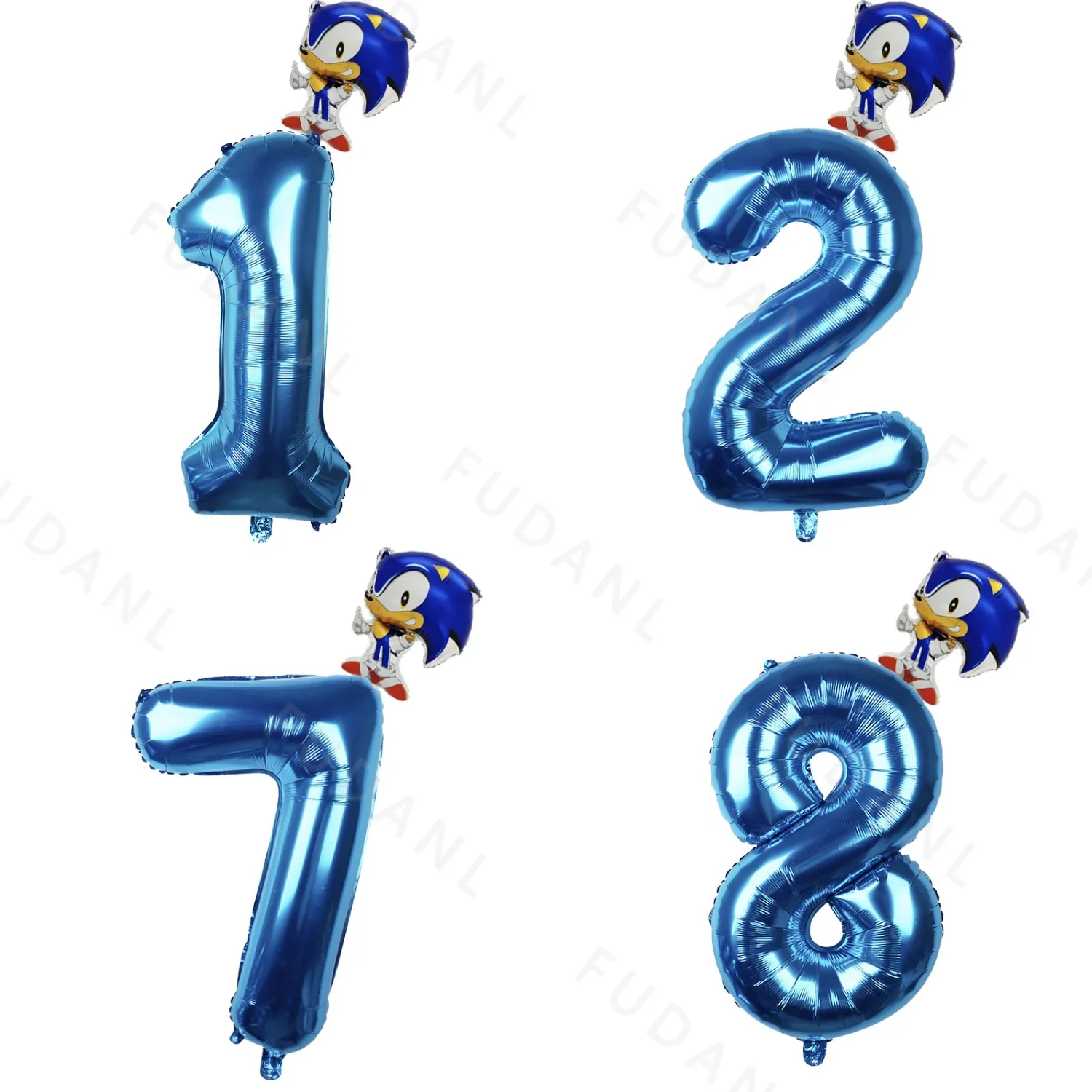 2Pcs 32 inch Sonic Theme Light Blue Digital Birthday Party Theme Party Wedding Decoration Globos Baby Shower Supplies Gift