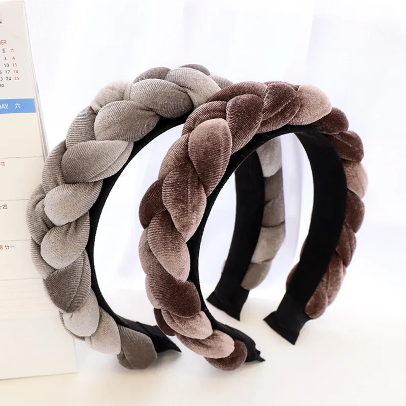 

New Winter Hairband Ethnic Braided Braid Headdress Soft Sponge Mat Handmade Flannelette Headband Hair Clip Hair Accessories