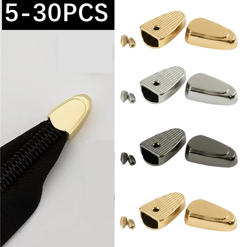 5-30Pcs Metal Zipper Stopper with Screw Bag Zip Tail Clip Buckles Cords Lock Stoppers Zips End Clips DIY Hardware Accessories
