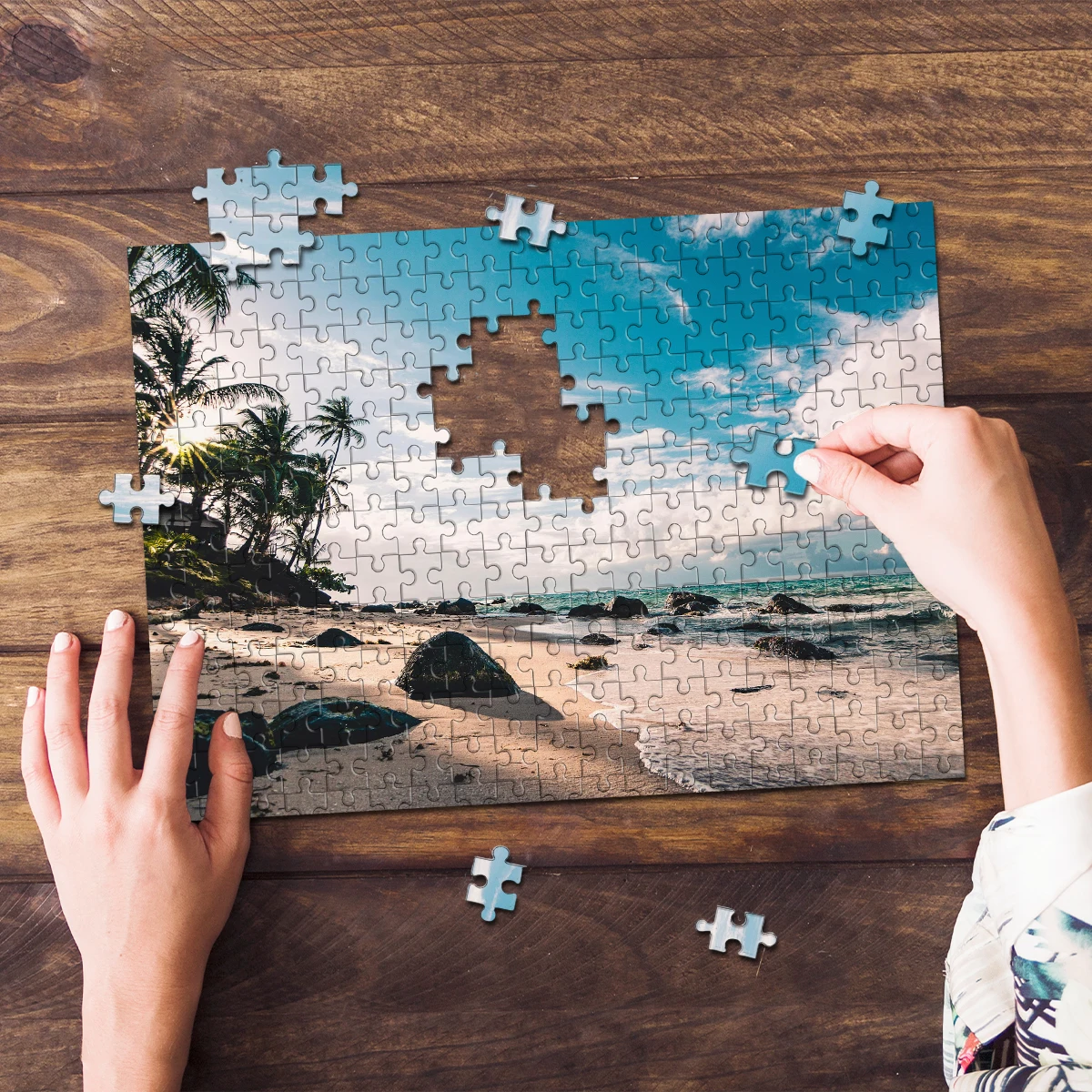 35/300/500/1000pcs Personalized Custom Photo Puzzle scenery photo Wooden/cardboard for Adults DIY Toys Decoration