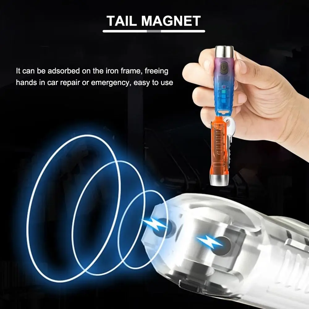 Super Bright Mini Keychain Flashlight High Power 11 Modes Portable Pocket Flashlight USB-C Rechargeable Waterproof