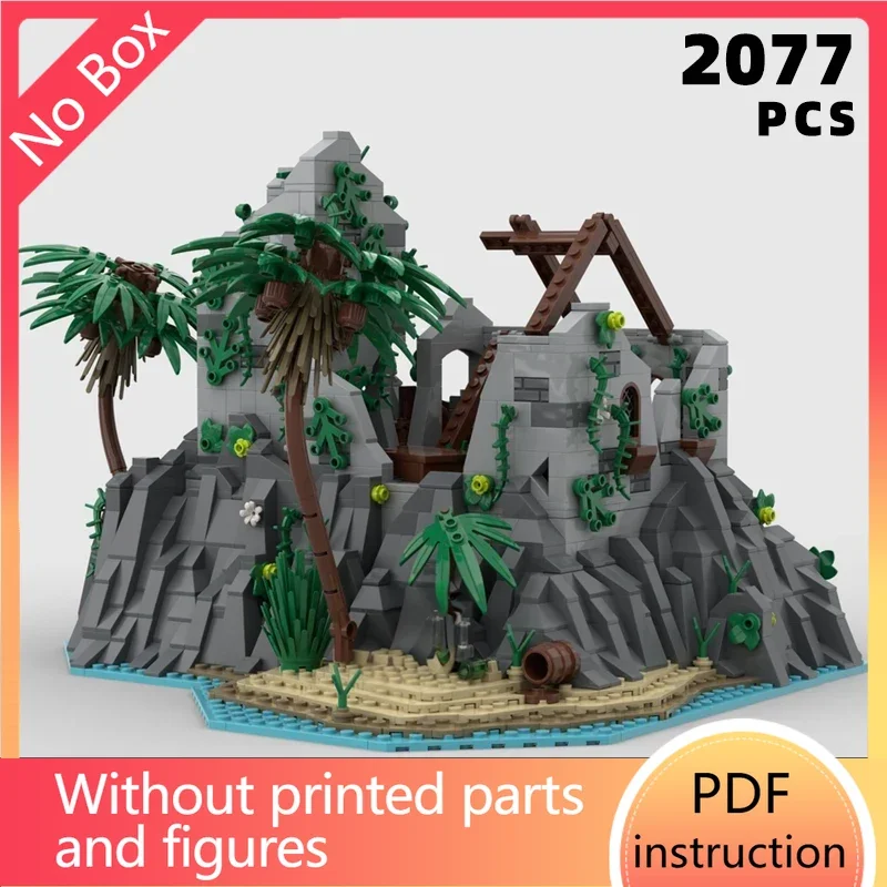 Pirate Castle Building MOC Middeleeuwse Treasury Cave Bricks Ruïne Island Blocks House Architecture Unieke Display Klocki