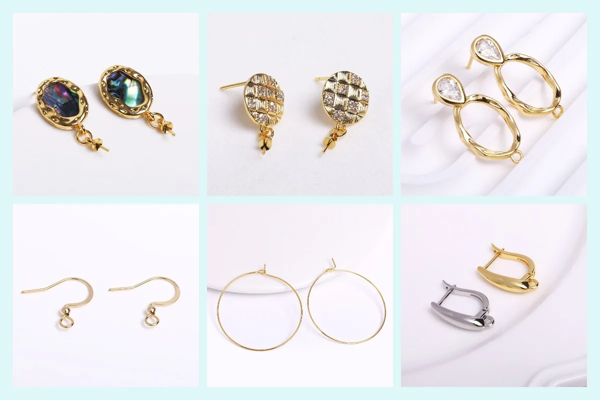 DIY-Ohrring-Herstellungszubehör, 18 Karat vergoldeter Ohrdraht, Ohrringe, Kabelkette, Ohrfaden mit Mitte, U-Stab und offenem Ring – Detail 21