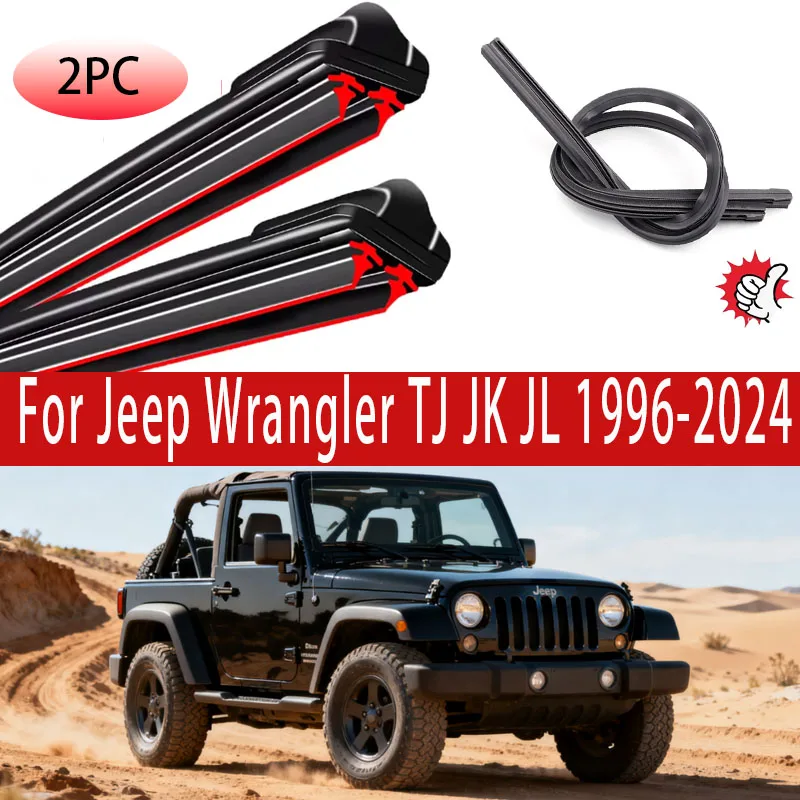 

2pcs Wiper Blade For Jeep Wrangler TJ JK JL 1996-2024 Front Windshield Wiper Blades Windscreen Window Accessories 2020 2021 2022