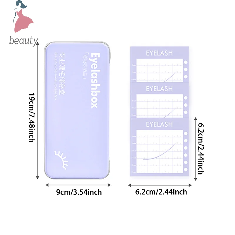 Caja de almacenamiento de pestañas postizas magnéticas vacías con 6 diskets, estuche de soporte de pestañas postizas, contenedor de viaje, soporte de paleta