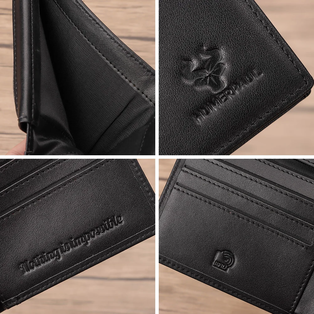 Handmade Wallet for Men Genuine Leather Credit Card Holder Purse with ID Window Short Male High Quality Cartera