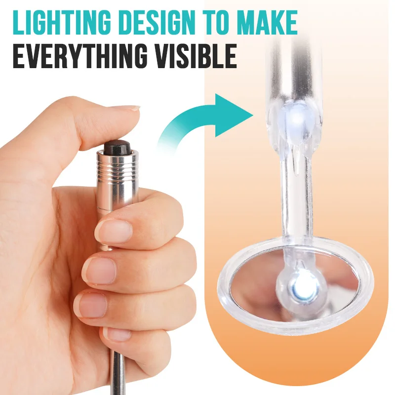Dental LED Light Mouth Mirror Portable Handheld Anti-fog Intraoral Mirror Oral Health Inspection Luminous Tools